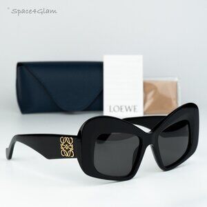 Loewe Women Sunglasses Black Grey Cat Eye LW40128I ANAGRAM 01A NEW AUTHENTIC
